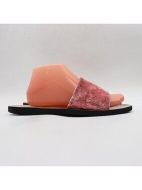 PRADA Sandals Pink Velvet Women's EU Size 38.5 Flat Slide Casual Shoes